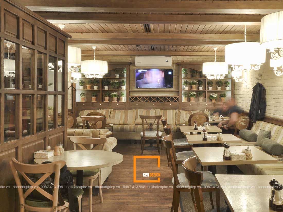 thiết kế quán cafe phong cách rustic